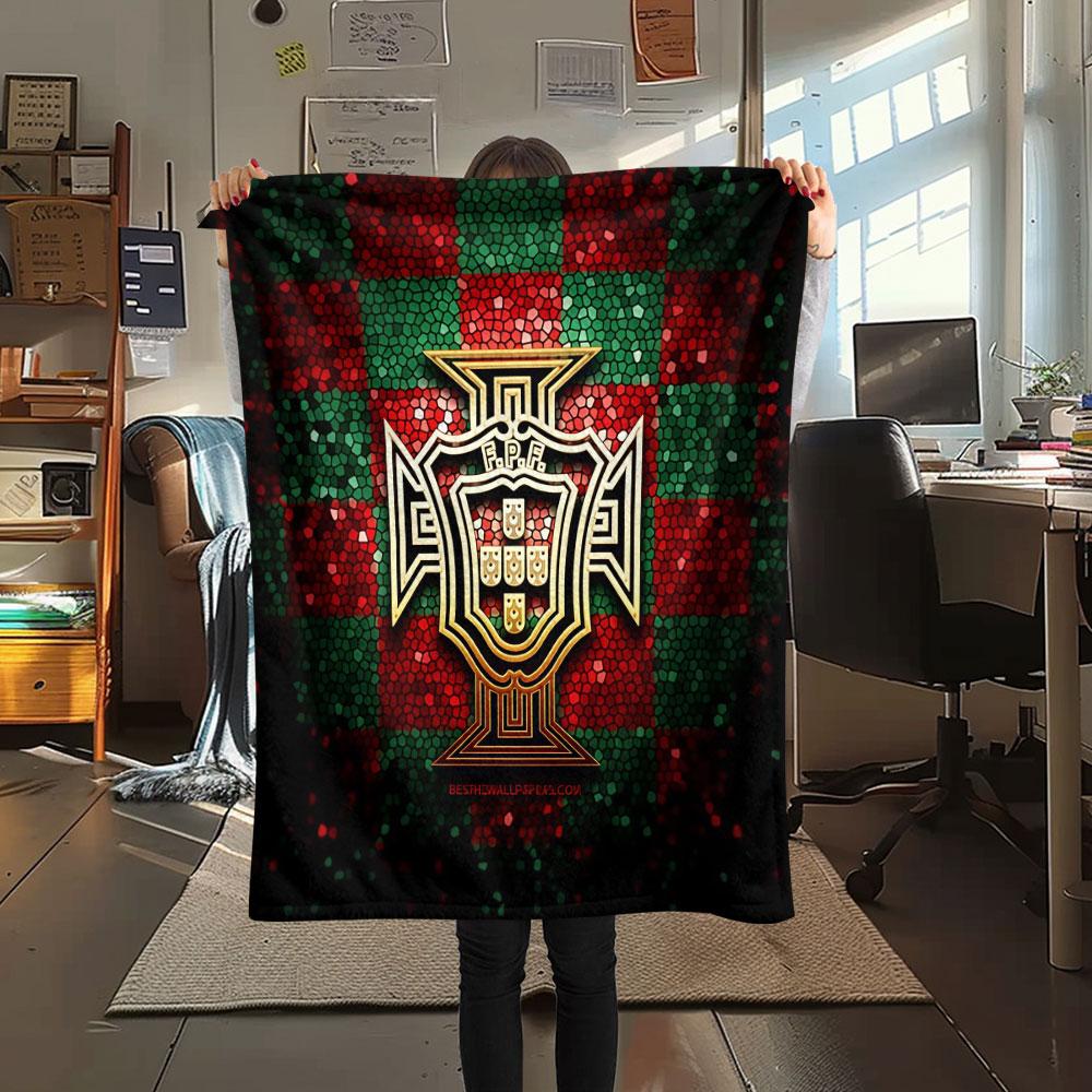 1PC Portugal National Football Team Patterned Flannel Blanket Suitable For All Seasons for Home Decor Warmth and Comfort Gifts Holiday Present