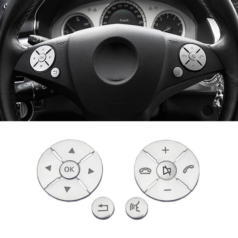 Chrome Car Steering Wheel Button Switch Trim Cover Sticker Fit For Mercedes Benz C E S Class W204 W212 W221 GLK X204 C200