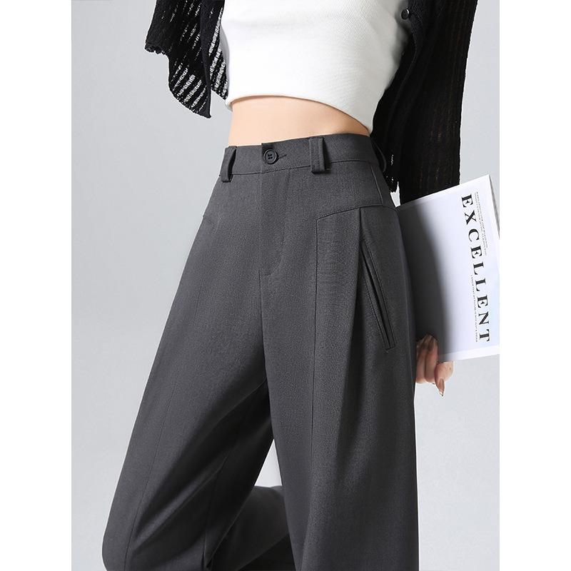 White Suit Pants Women's Spring and Autumn New High Waist Drape Thin Narrow Version Casual High-end Straight Wide-leg Pants