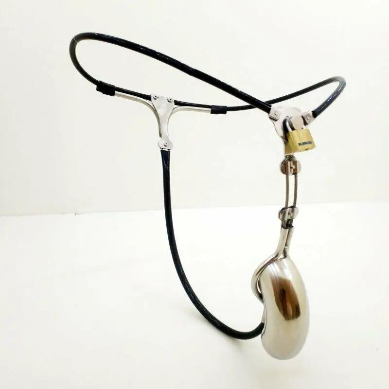 Adjustable Invisible Male Stainless Steel Chastity Belt with Enclosed Cage Plug Full Cover Restraint with Hole Sex Toys for Men