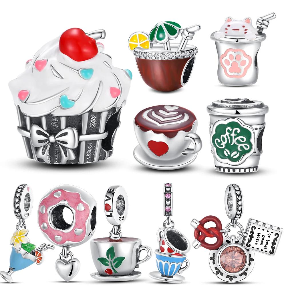 Coppercharm Afternoon Tea Series Donut Cake Coffee Wine Cup Fit Women'S Bracelet Making Jewelry Gift