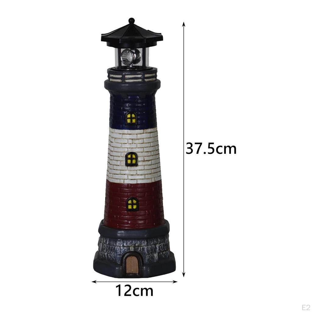 Ogród Solarny Latarnia Morska Statua Lampa Stopniowo Obracające się Światło Ornament Trawnikowy Wysokość 37,5 cm do Kwiatów