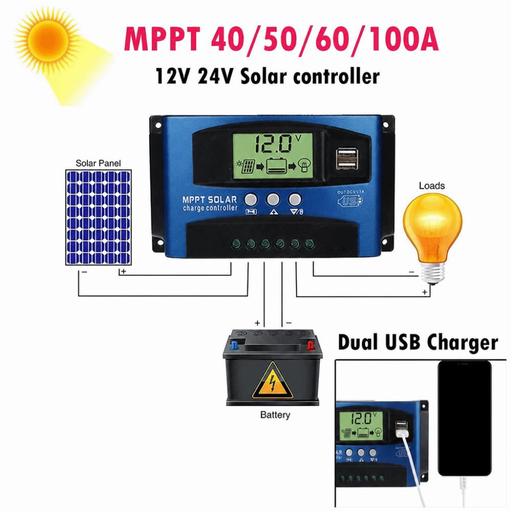 40A 50A MPPT Solar Controller 12V 24V Auto Solar Battery Controller  Solar System