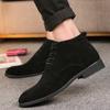 2024 Spring  Ankle Boots Men Korean Version High Top British Lace Up Suede Comfortable Short Boots Casual High Top Leather Shoes