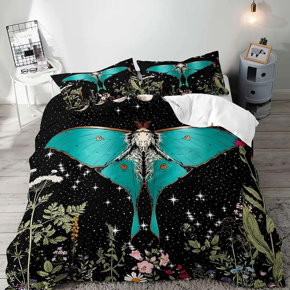 Comforter 3 Pcs Mushroom Bedding Set Butterfly Queen Boys Girls Kids Bedding Star Galaxy Botanical Boho Aesthetic Ultra Soft