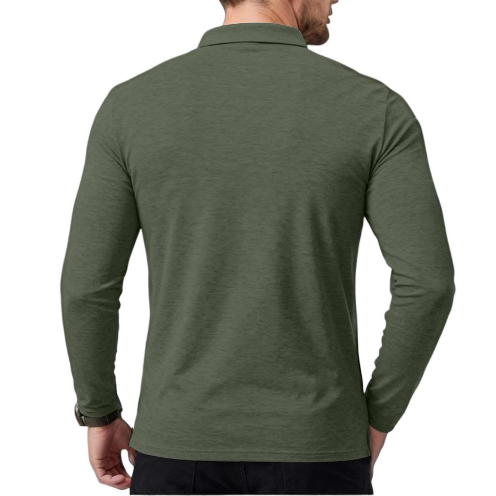 Herrskjorta, lös och ledig, baslager, herrtopp med lång ärm och krage