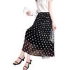 Polka dot silk skirt for women's  new polka dot high waist and thin mulberry silk A-shaped pendulum skirt covering hip length skirt