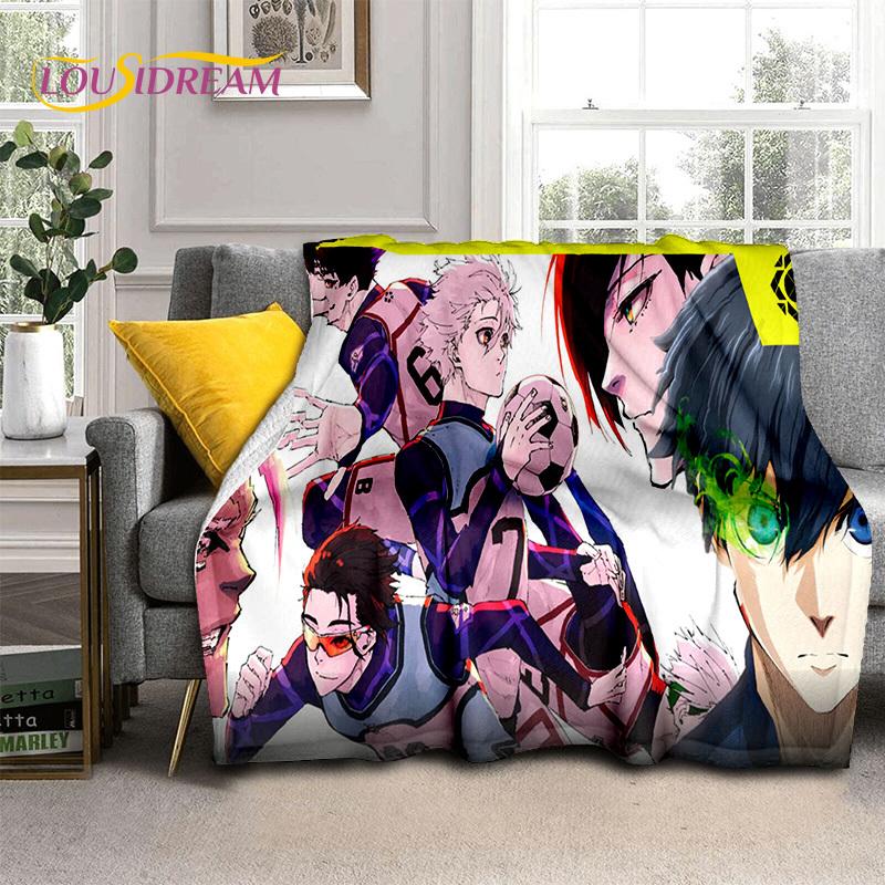 3D Blue Lock Cartoon Football Anime Blanket,Soft Throw Blanket for Home Bedroom Bed Sofa Picnic Travel Office Cover Blanket Kids