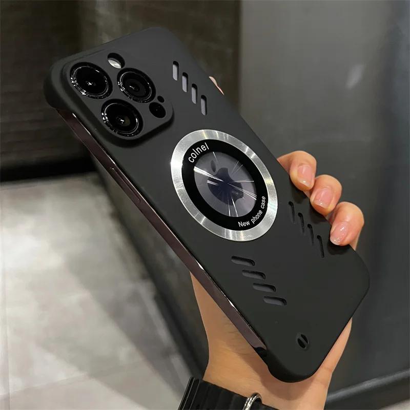 

Ультратонкий безрамный теплоотводящий магнитный чехол для iPhone 16 15 14 13 12 11 Pro Max 16 15 14 Plus 16E для Magsafe Breathable Hard Cover iPhone 16 Pro Max чёрный