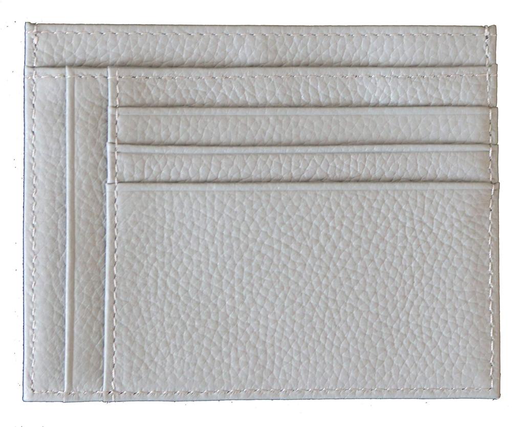 [Zeehana] Genuine Leather Slim Card Case with Coin Compartment (Gray)