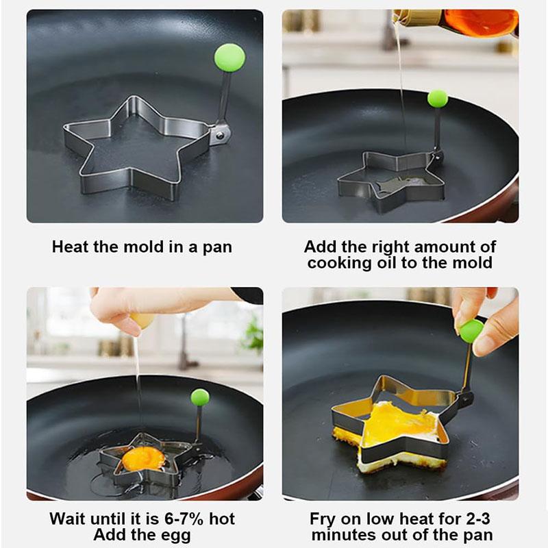 5 Pcs Pancake Molds Stainless Steel Egg Shapers for Griddle Cooking Molds Easy Clean Multiple Shapes Mold Kitchen Accessories