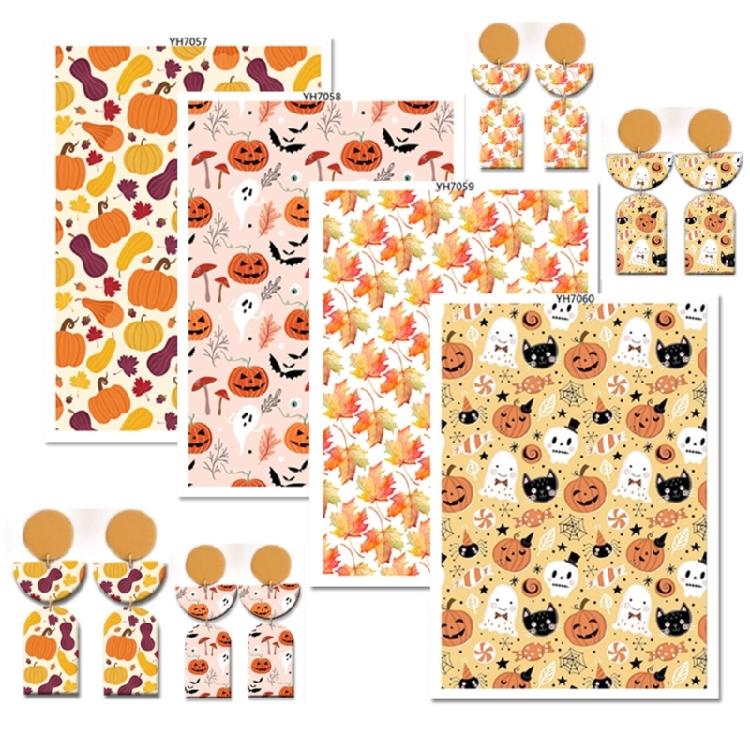 Halloween Water Soluble Stickers, Clay Transfer Paper Water Soluble Clay Transfer Sheet for Clay Earrings Jewelry Making
