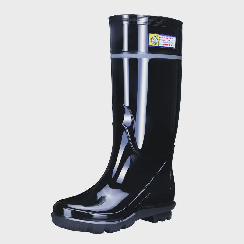 Men's Reflective High-Top Waterproof Non-Slip Rain Boots - Fashionable, Thickened Night Rubber Shoes