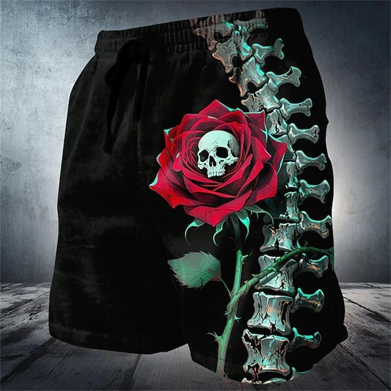 Boxing Muay Thai Shorts Pants 3D Print Training Vintage Skull Skeleton Ghost Unisex Men Women Quick Dry Fitness Gym Sport Workout Casual Streetwear