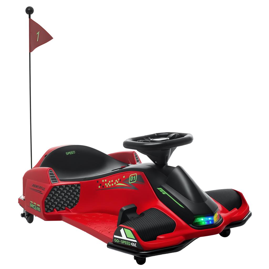 Go-Kart Elettrico per Bambini, 12V, Modalità Drift, Età 8-12 Anni, Rosso