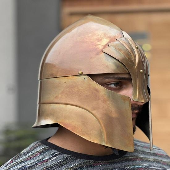 Elven Warrior Helmet Brass Medieval Fantasy Armor LARP Cosplay Handmade Costume