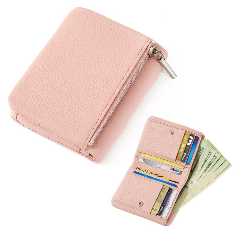 Mendy Women's Leather Zip Wallet Genuine Leather Card Holder Wallet Cash Money Holder With Card Slots Women's Pouch Designer