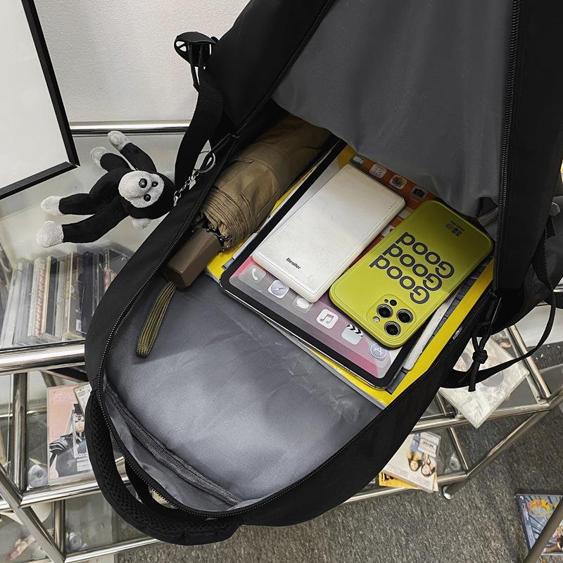 Student Schoolbag College Style New Hong Kong Style Ins Backpack Solid Color Japanese College Student Fashion Backpack Men