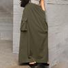 Women's Midi Elastic Waist Head Pockets Pockets Loose Solid Color Half Skirt