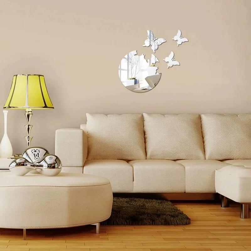 Pretty Butterfly Wall Decoration 4pcs 3D Bathroom Home Ornament Creative Diy Mirror Aesthetic Room Paster Household Accessories
