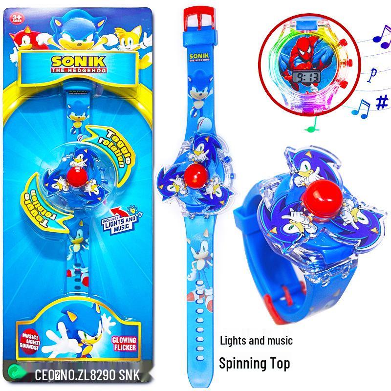 Deluxe Children's Cartoon Music Watch with Colorful Luminous Rotating Gyro - Electronic Toy Gift
