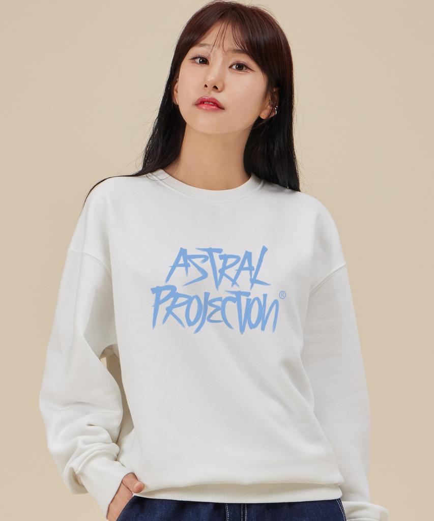 ASTRAL PROJECTION Graffiti Lettering Loose Fit Sweatshirt_White