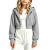 Girls' Long Sleeve Zip-Up Hoodie Color Casual Sweatshirt Top