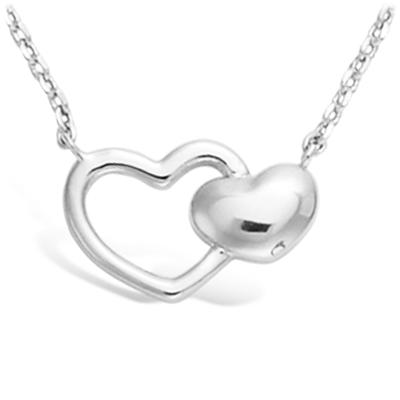 [L1279] - Silver 'Love' Necklace (rhodium-plated) - 15x9 Mm