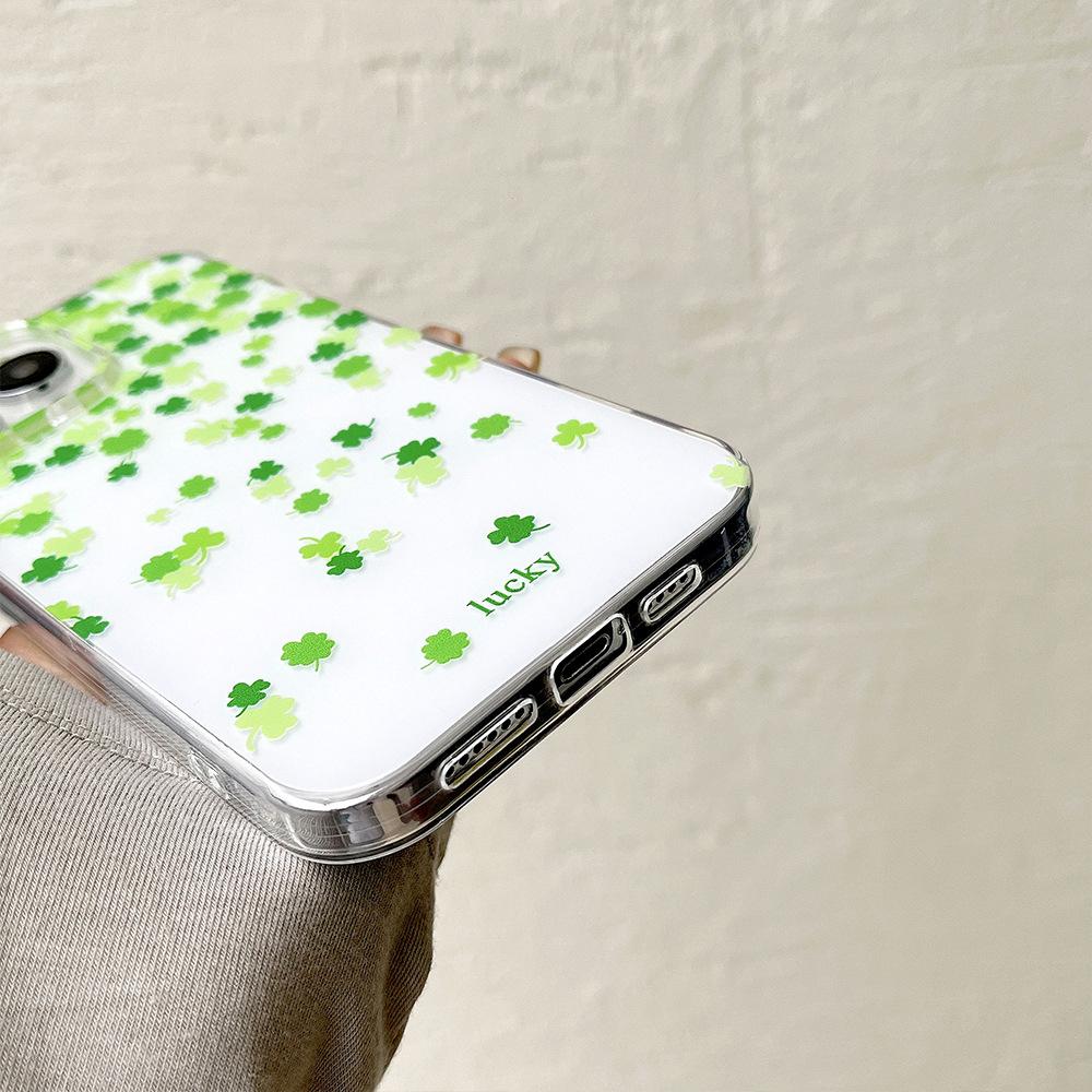 Four Leaf Clover Niche High-end Sense Suitable for IPhone16 Mobile Phone Case Apple 15 Protective Case 14 Large Hole 13 Soft Frame