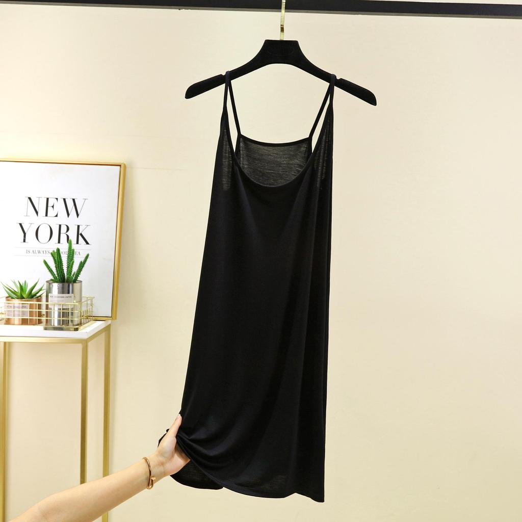 Women's Summer Modal Camisole Dress - Sleeveless, Anti-Transparent Lining, Casual Long Vest Dress