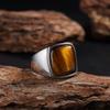 1 Stück Modischer Herren-Tigerauge-Steinring - 316L Edelstahl Klassischer Minimalistischer Business-Stil Ring