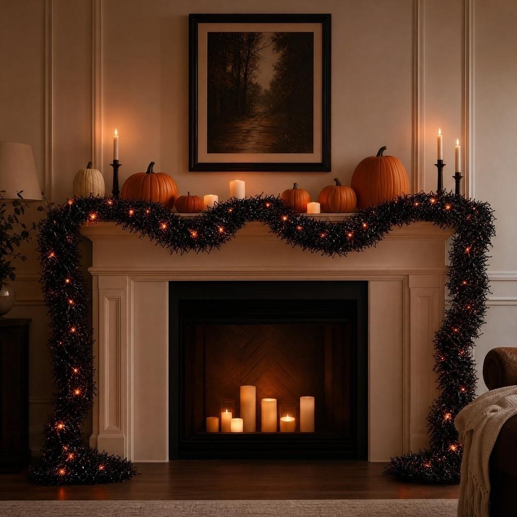 Halloween Fireplace Mantel Decoration Set for Holiday Home Decor