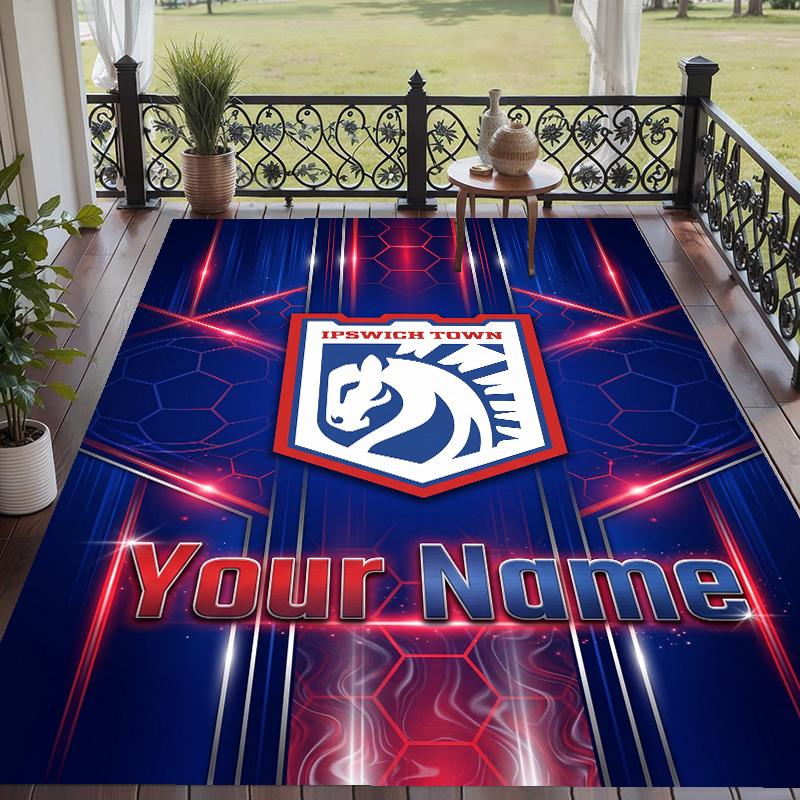 Custom Text Printed Rug Ipswich Town Non Slip Floor Carpet For Home Room Decor