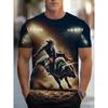 New Men's T-shirts Clothing Fashion Cowboy Printed Short Sleeve T-shirts Tops Summer Breathable Crew Neck T Shirt For Men