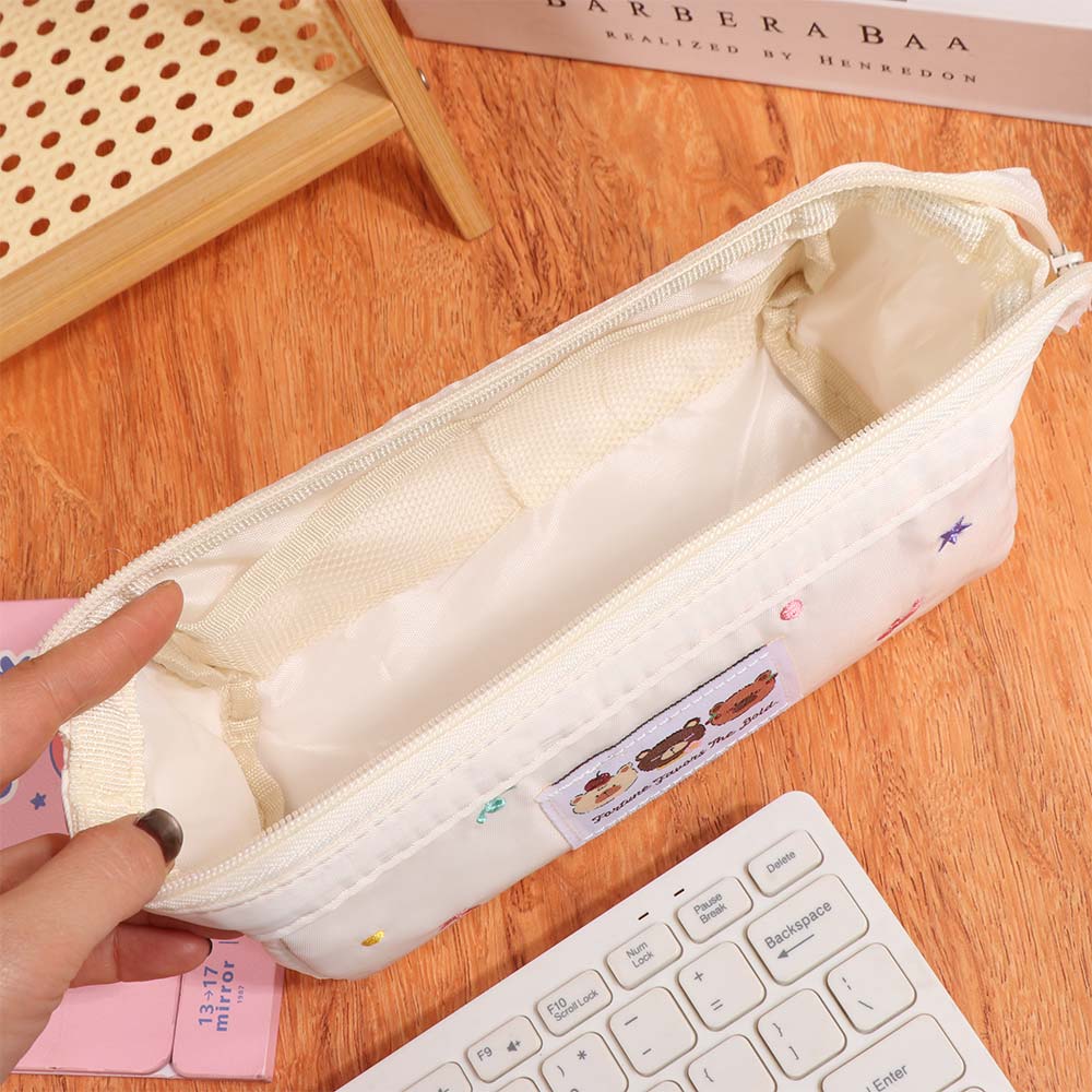 Large Capacity Stationery Bag Bear Pattern Pen Pencil Case Ins Fashion Kawaii Pencil Bag  Kids