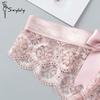 Damen Spitze Transparent Höschen Sexy Low Waist Unterwäsche Nahtlose Schleife Hohl Tanga