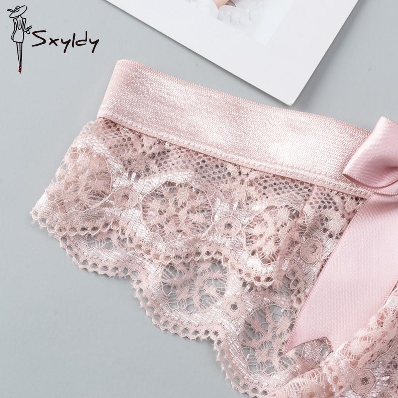 Damen Spitze Transparent Höschen Sexy Low Waist Unterwäsche Nahtlose Schleife Hohl Tanga