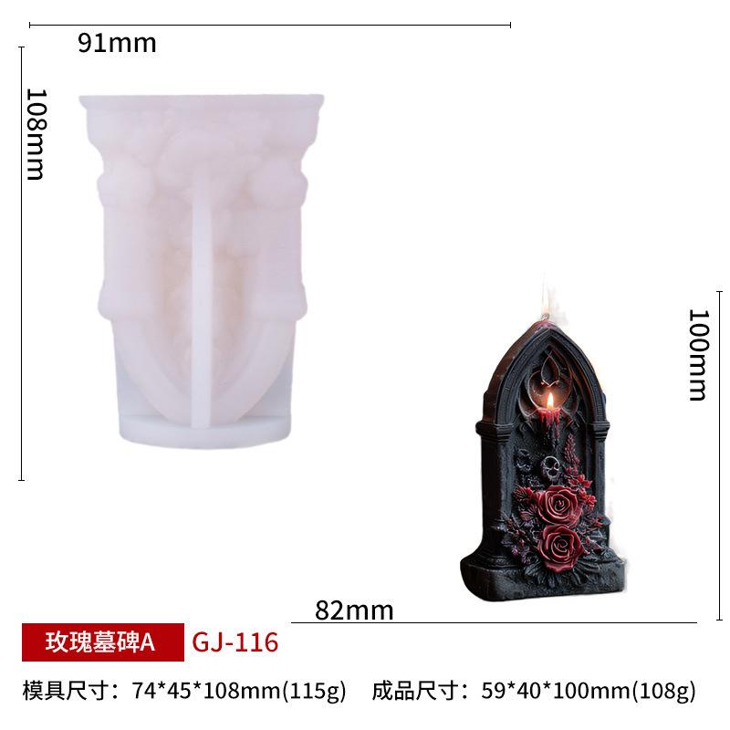 Gothic Skull Rose Tombstone Scented Candle Silicone Mold DIY Craft Kit