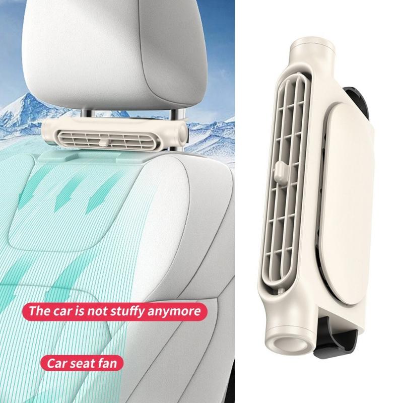 Car Back Cooling Fan Car Headrest Air Fan 3 Speeds Adjustable Quiet Ventilation Fan Car Interior Accessories