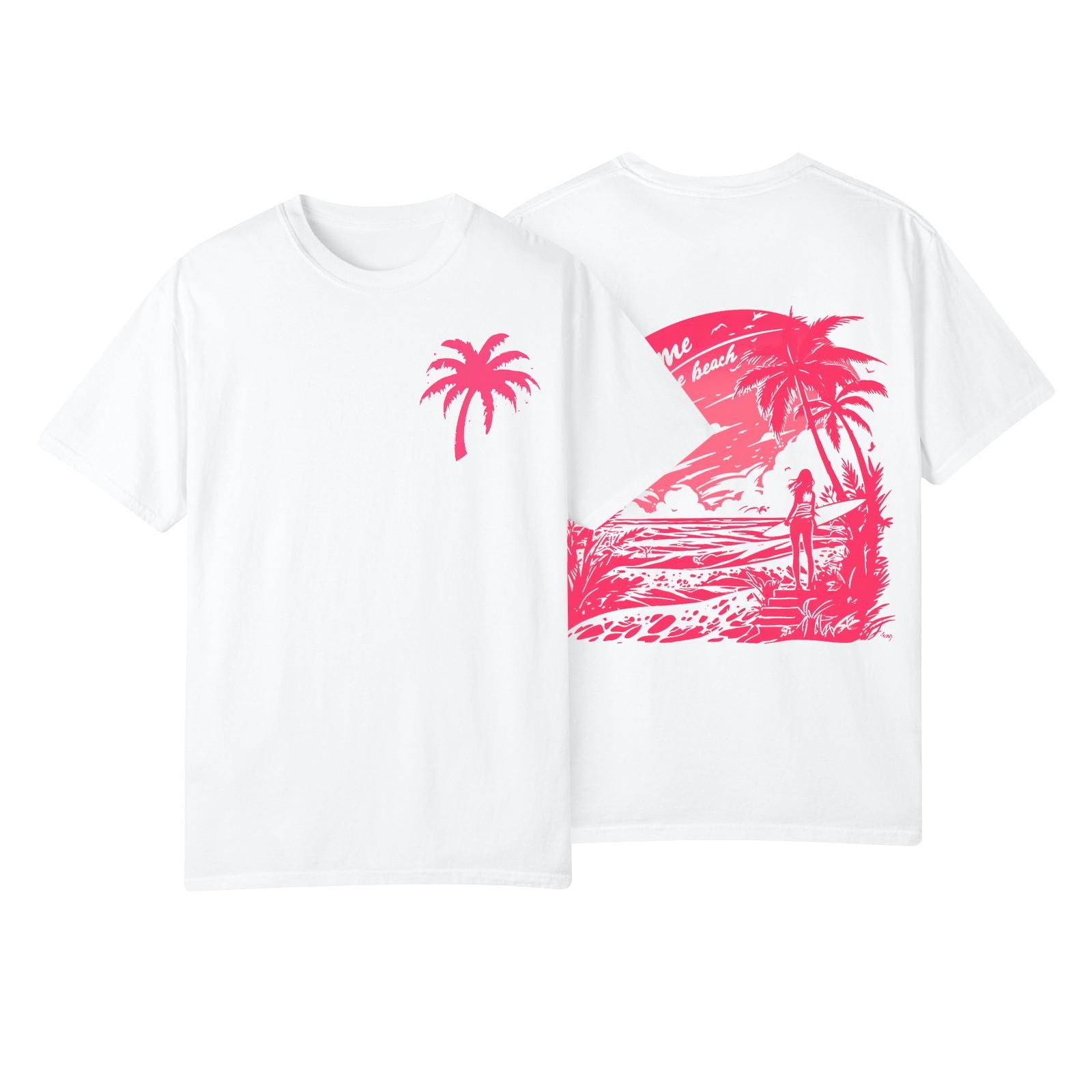 

Женская модная повседневная плиссированная футболка с коротким рукавом с принтом S белый