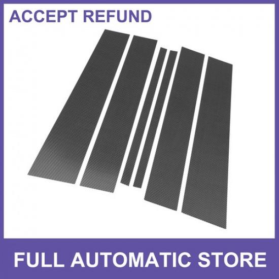 6pcs Door Pillar Window Trim for Nissan Armada 04-15 Carbon Fiber Pattern Black