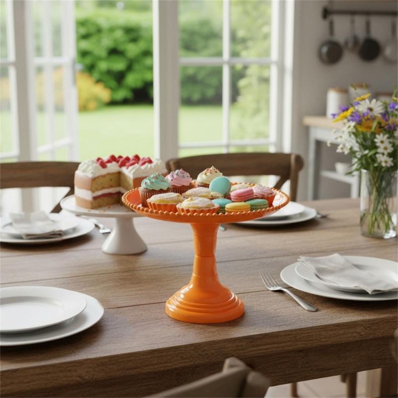 Slip Resistant Base Tall Dessert Display Stand Snacks Fruit Serving Plate Elegant Plastic Construction for Celebration