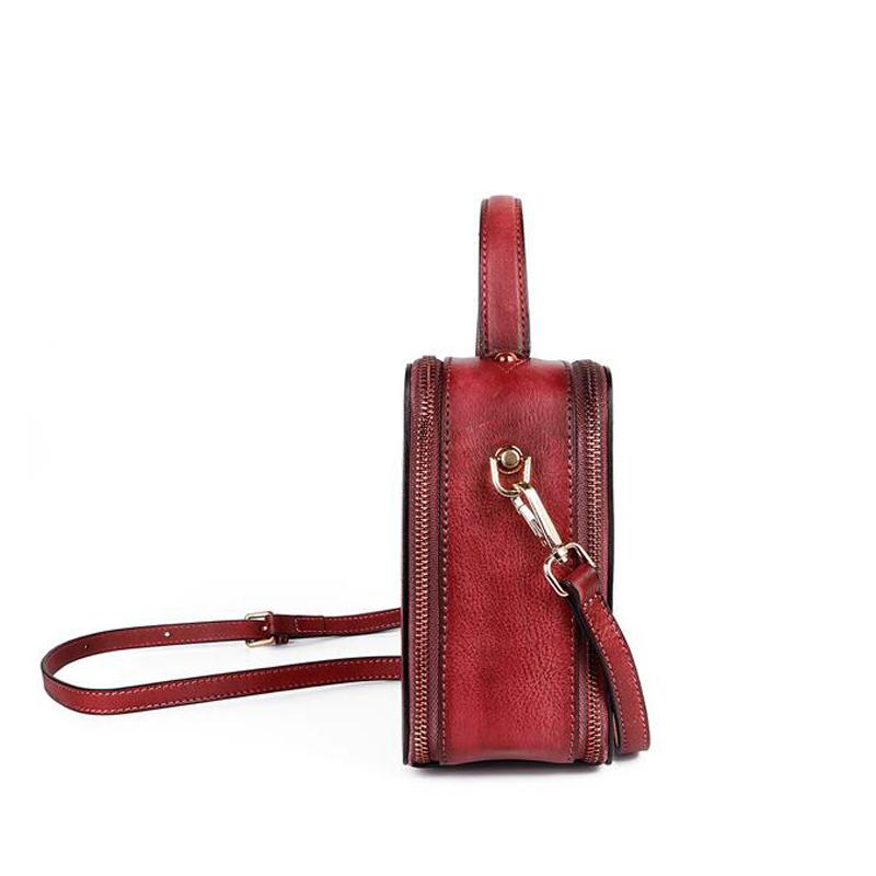 Johnature Retro Small Bag Genuine Leather Women Handbag Hand Brushed Animal Prints Cowhide Shoulder & Crossbody Bags