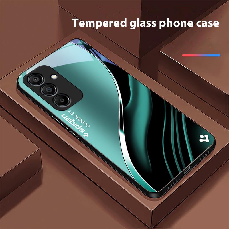 Tiefblaues Mode-Handycase aus gehärtetem Glas für Samsung Galaxy A15 5G 54 4G 51 50 24 35 90 71 12 51 53 52S 80 22 34 Schwarz