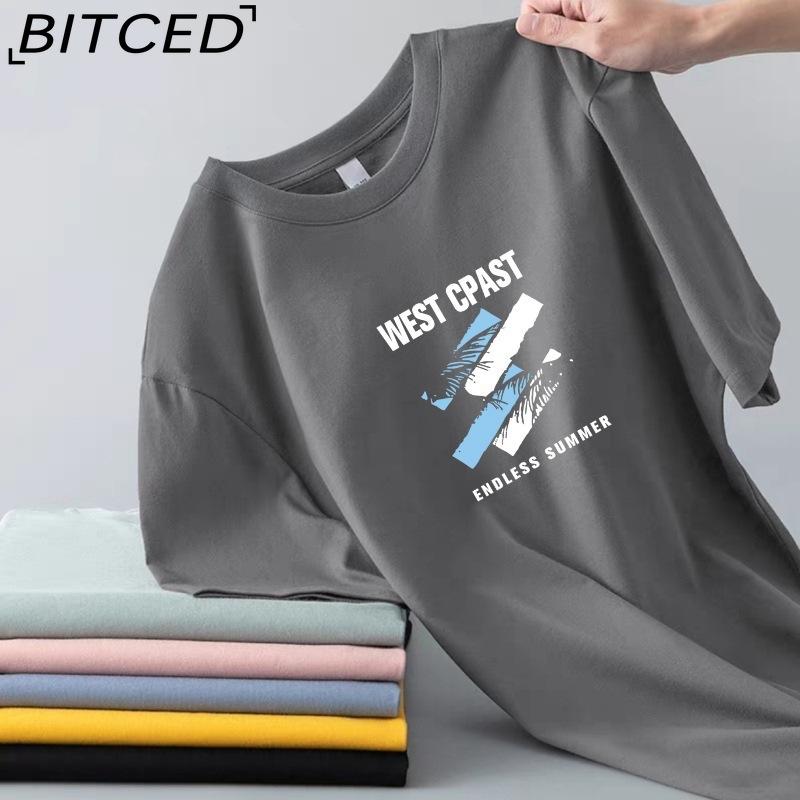 BITCED Cotton Short Sleeve T-shirt Men's Fashion Loose Half Sleeve Shirt Printed Compassionate Shirt