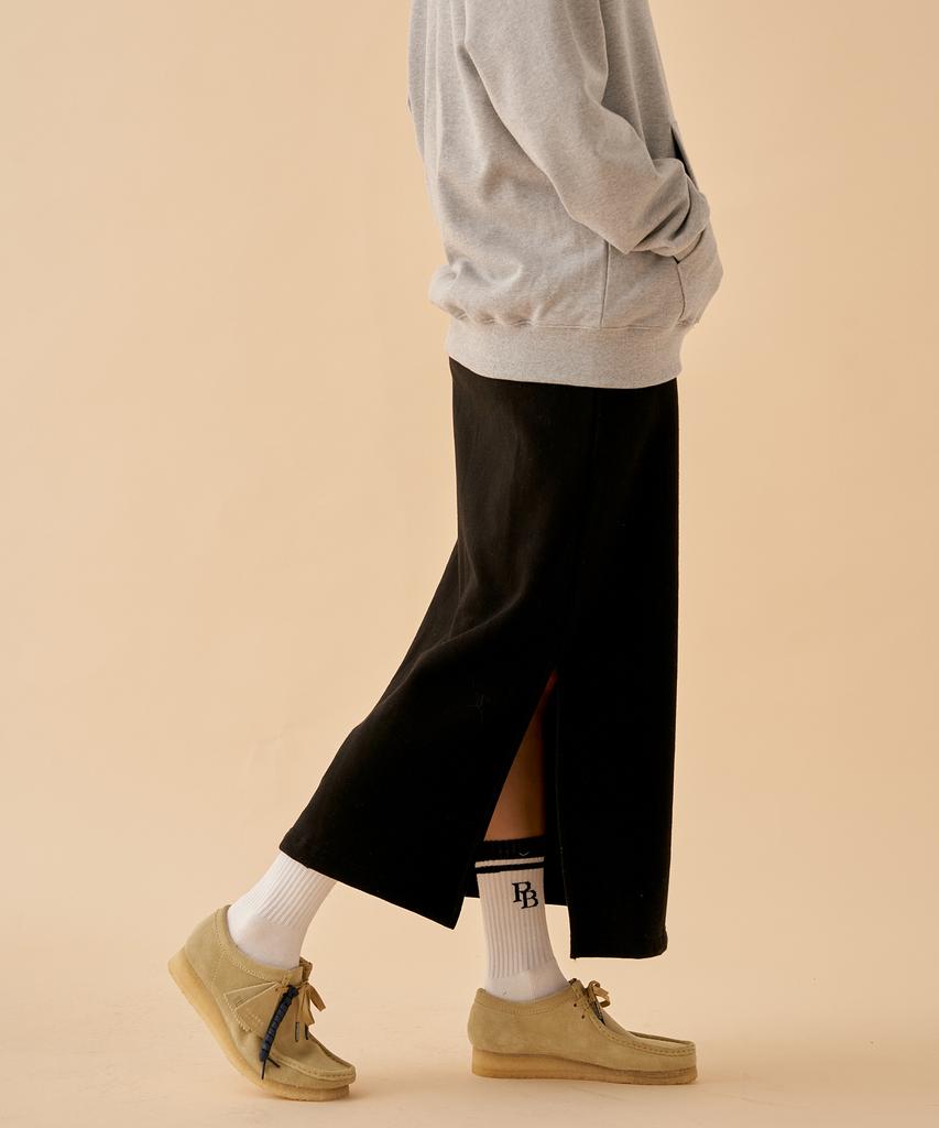 PAPERBOY Basic Sweat Long Skirt - Black
