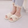 Fashion Shevalues Corduroy Cross Bow Indoor Flat Slippers Women Summer House Slippers Open Toe Ati-slip Bedroom Shoes With Memory Foam
