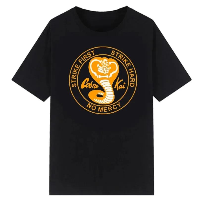 

Trendy Cobra Kai Men Tees The Karate Kid Male Tshirt Hombre Fashion Tops Karate Kid Strike First Strike Hard No Mercy Masculinas M коричневий