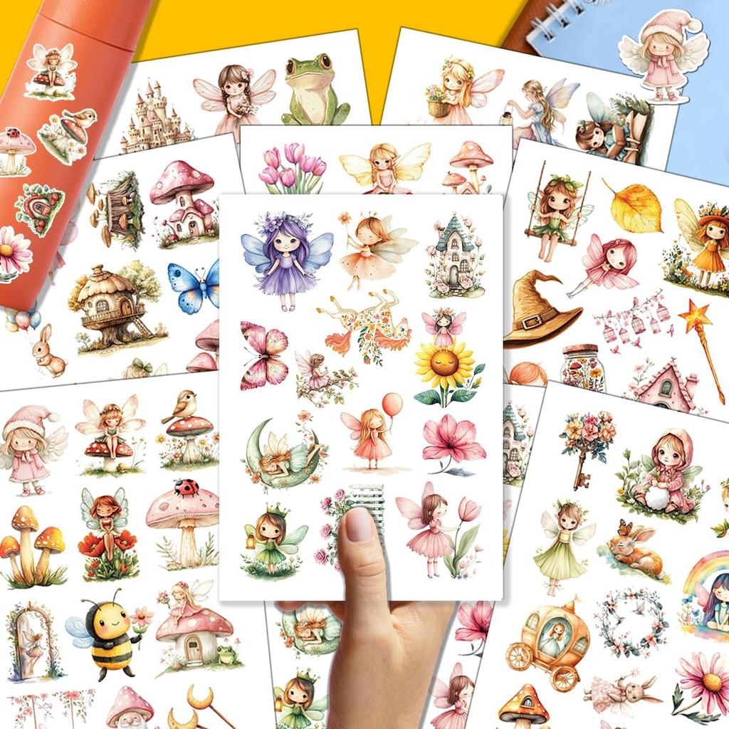 100PCS Fairy Stickers – Cute Fairycore Cottagecore Vinyl Sticker for Journals, Laptop, Water Bottles, DIY Crafts, Birthday Parties, and Daily