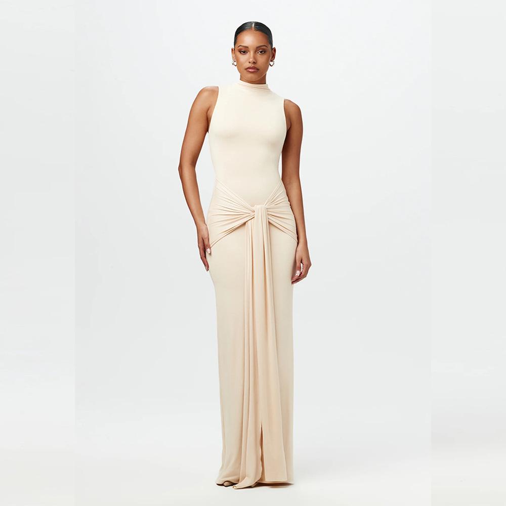 Tooxika Spring And Summer Women's Solid Color Round Neck Sleeveless Strappy Slim Hip Dress